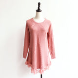 Lace Women Sweater Dress Oversized Long Sleeve Pink Knitted Sweater New Casual Pullovers Ladies Clothing Tops Winter Knitwear
