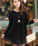 Lace Women Sweater Dress Oversized Long Sleeve Pink Knitted Sweater New Casual Pullovers Ladies Clothing Tops Winter Knitwear