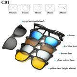 Fashion Optical Spectacle Frame Men Women With 5 Clip On Sunglasses Polarized Magnetic Glasses For Male Myopia Eyeglasses RS159
