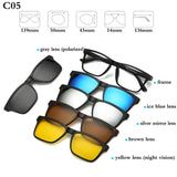 Fashion Optical Spectacle Frame Men Women With 5 Clip On Sunglasses Polarized Magnetic Glasses For Male Myopia Eyeglasses RS159