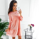 ELSVIOS New Women Dress Autumn Winter Fashion Long Sleeve Draped Dresses Blue Pink ArmyGreen Womens Clothing Sexy Mini Dress