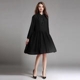 CHICEVER Winter Thick Chiffon Pleated Dress Female Long Sleeve Plus Size Black Women Dresses Clothes Fashion Vestidos New 2018