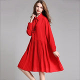 CHICEVER Winter Thick Chiffon Pleated Dress Female Long Sleeve Plus Size Black Women Dresses Clothes Fashion Vestidos New 2018