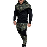 2018 New Fashion Top Quality Men's Autumn Winter Camouflage Sweatshirt Top Pants Sets Suit