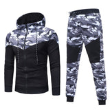 2018 New Fashion Top Quality Men's Autumn Winter Camouflage Sweatshirt Top Pants Sets Suit