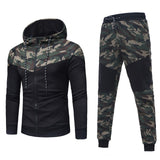 2018 New Fashion Top Quality Men's Autumn Winter Camouflage Sweatshirt Top Pants Sets Suit