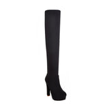 QUTAA 2018 New Women Boots Sexy Fashion Over the Knee Boots Sexy Thin Square Heel Boot Platform Woman Shoes Black size 34-43