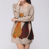 new 2018 winter autumn women casual long sleeve mini dress plus size loose fashion dresses o-neck tunic elegant wool cartoon