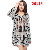 new 2018 winter autumn women casual long sleeve mini dress plus size loose fashion dresses o-neck tunic elegant wool cartoon