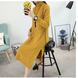 2018 New Women's Sweater Dress Fall/Winter Fashion Casual Turtleneck Loose Pullover Sweater Dress Warm Knitwear Ladies Clothing