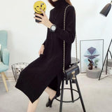 2018 New Women's Sweater Dress Fall/Winter Fashion Casual Turtleneck Loose Pullover Sweater Dress Warm Knitwear Ladies Clothing