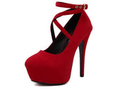 Spring new thick with waterproof platform 15CM high heel cross straps buckle single shoes 42 yards