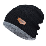 New Men's winter Fall hat fashion knitted black ski hats Thick  warm hat cap Bonnet Skullies Beanie Soft Knitted Beanies Cotton