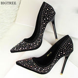 BLGTREE 2018 Fashion New Women Pumps Classic Sequined Shallow Women High Heels Sexy Pointed 10cm Wedding shoes party Women Shoes