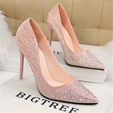 BLGTREE 2018 Fashion New Women Pumps Classic Sequined Shallow Women High Heels Sexy Pointed 10cm Wedding shoes party Women Shoes