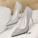 BLGTREE 2018 Fashion New Women Pumps Classic Sequined Shallow Women High Heels Sexy Pointed 10cm Wedding shoes party Women Shoes