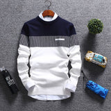 Men's Sweaters 2018 autumn Winter New streetwear fashion Stitching Male Knitwear warm Korean Slim Round Collar men clothing