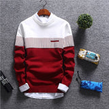 Men's Sweaters 2018 autumn Winter New streetwear fashion Stitching Male Knitwear warm Korean Slim Round Collar men clothing