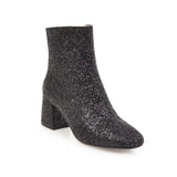WETKISS 2018 Bling Bling Upper Ladies Ankle Boots Sequined Fashion Women Shoes Zipper Thick High Heels Square toe Winter Boots