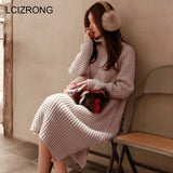 New Warm Long Sleeve Women Sweater Dress Thick Winter Woman Loose Dress Fashion Solid Warm Autumn Knitting Cotton Ladies Sexy