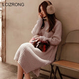 New Warm Long Sleeve Women Sweater Dress Thick Winter Woman Loose Dress Fashion Solid Warm Autumn Knitting Cotton Ladies Sexy