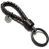 Double One New Braided Leather Keychain Rope Key Chain Ring Handmade DIY Pendant Car Keyrings Accessories for Men Women