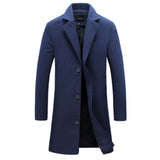 2018 Winter New Fashion Men Solid Color Single Breasted Long Trench Coat / Men Casual Slim Long Woolen Cloth Coat Large Size 5XL