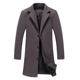 2018 Winter New Fashion Men Solid Color Single Breasted Long Trench Coat / Men Casual Slim Long Woolen Cloth Coat Large Size 5XL