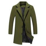 2018 Winter New Fashion Men Solid Color Single Breasted Long Trench Coat / Men Casual Slim Long Woolen Cloth Coat Large Size 5XL