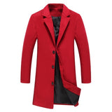 2018 Winter New Fashion Men Solid Color Single Breasted Long Trench Coat / Men Casual Slim Long Woolen Cloth Coat Large Size 5XL