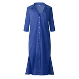 LOSSKY Solid 2018 New Fashion Women Casual Long Dress Women Autumn Winter Long Sleeve Button Shirt Maxi Dresses Ladies Vestido