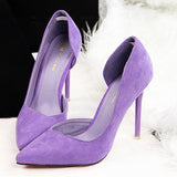 Faux Suede Women Pumps High Heels Women Shoes Fashion Lady Shoes Pointed Toe Thin Heels Ladies Shoes 2018 New Party Shoes Woman