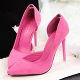 Faux Suede Women Pumps High Heels Women Shoes Fashion Lady Shoes Pointed Toe Thin Heels Ladies Shoes 2018 New Party Shoes Woman