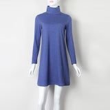 New Fashion Autumn Winter Dress Turtleneck Long Sleeve Loose Casual Dress New Solid Dress Women A-Line Robe Plus Size GV160
