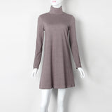 New Fashion Autumn Winter Dress Turtleneck Long Sleeve Loose Casual Dress New Solid Dress Women A-Line Robe Plus Size GV160