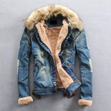 CLASSDIM Men Thicker Warm Denim Coats Men Casual Jean Jackets Winter Warm Denim Jackets Jean Coats New Fashion Warm Jena coats