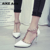 Aike Asia  New Women Pumps Summer Fashion Sexy Rivets Pointed Toe Wedding Party High Heeled Shoes Woman Sandals Zapatos Mujer