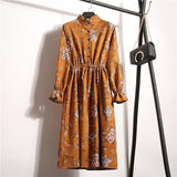 27Colors High Quality Fashion New Autumn Winter Women Long Sleeve Dress Retro Collar Casual Slim Dresses Floral Print Style Cute