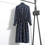 27Colors High Quality Fashion New Autumn Winter Women Long Sleeve Dress Retro Collar Casual Slim Dresses Floral Print Style Cute