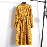 27Colors High Quality Fashion New Autumn Winter Women Long Sleeve Dress Retro Collar Casual Slim Dresses Floral Print Style Cute