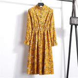 27Colors High Quality Fashion New Autumn Winter Women Long Sleeve Dress Retro Collar Casual Slim Dresses Floral Print Style Cute