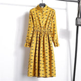 27Colors High Quality Fashion New Autumn Winter Women Long Sleeve Dress Retro Collar Casual Slim Dresses Floral Print Style Cute