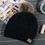 New 2018 Women's Fashion Knitted Parent-child Cap Autumn Winter Men Warm Hat Skullies Brand Heavy Hair Ball Twist Beanies