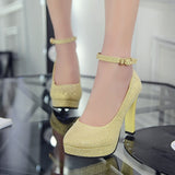 ZHENZHOU Women Pumps 2018 new elegant shallow mouth single shoes summer thick with women's shoes work OL high heels tide