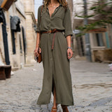 DeRuiLaDy 2018 New Fashion Women Casual Long Dress Women Autumn Winter Long Sleeve Button Shirt Maxi Dresses Ladies Vestido