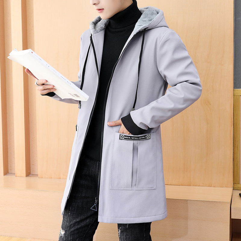 MYAZHOU 2018 New Dress Casual Autumn and Winter Models 2 Color Fashion Men's Long Men's Jacket Cotton Coat Jacket S-3XL