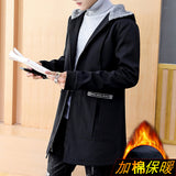 MYAZHOU 2018 New Dress Casual Autumn and Winter Models 2 Color Fashion Men's Long Men's Jacket Cotton Coat Jacket S-3XL
