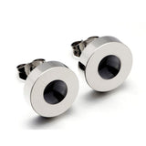 Fashion Cute Round Circle Stud Earrings For Women Men Hip Hop Man Stainless Steel Earrings Resin Crystal Jewelry Accessories