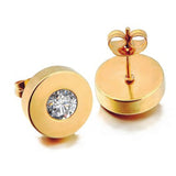 Fashion Cute Round Circle Stud Earrings For Women Men Hip Hop Man Stainless Steel Earrings Resin Crystal Jewelry Accessories