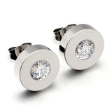 Fashion Cute Round Circle Stud Earrings For Women Men Hip Hop Man Stainless Steel Earrings Resin Crystal Jewelry Accessories